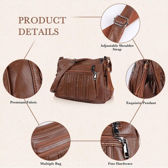 Purses for Women Pocketbooks Soft PU Leather Ladies Crossbody Purse Multi Pocket - Picture 4 of 8